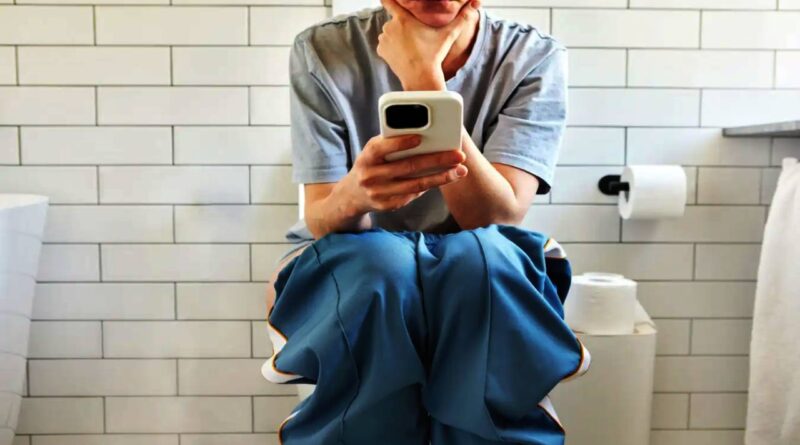 using phone in toilet